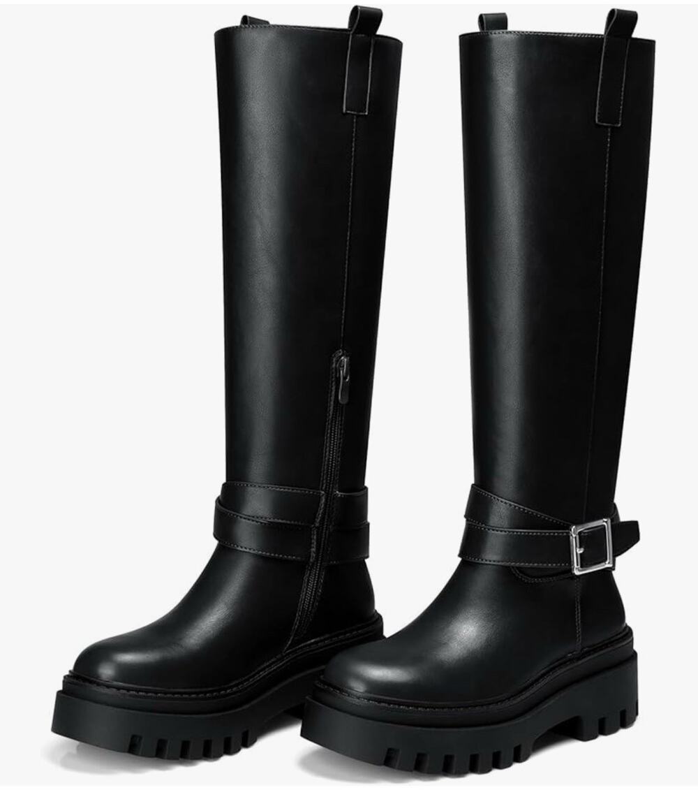Cellenz Women’s Knee High Boots: 2.6 Inch Platform Round Toe Boot Black Size 7